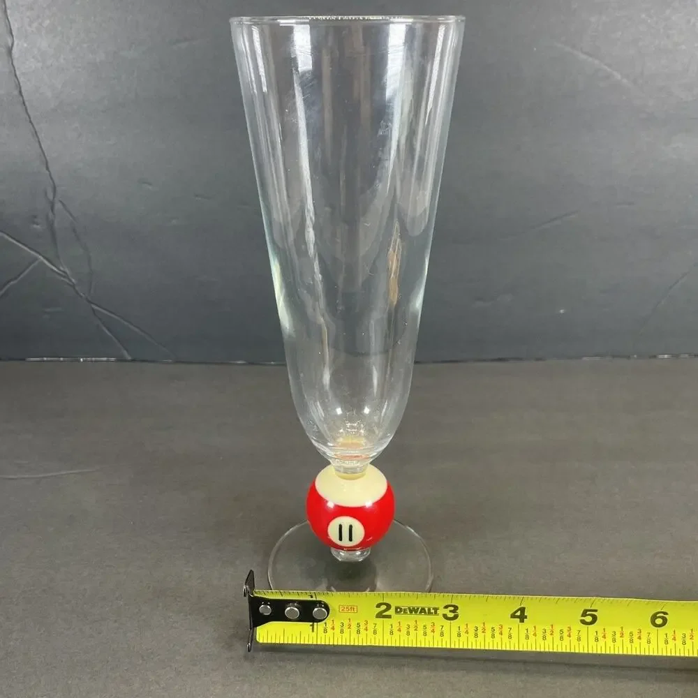 Vtg Billiard Pilsner #11 Pool Ball Stemmed Glass Barware Pool Drinkware 8.75